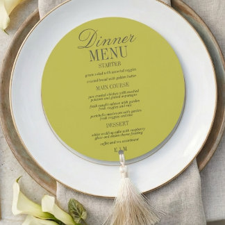 Menu Casamento Formal em Verde Claro com Letra Moderna