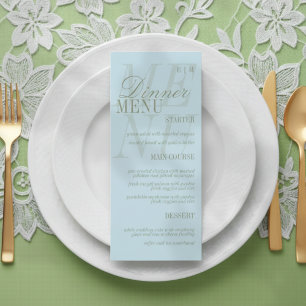 Menu Casamento Formal Moderno com Letra Citrino Azul