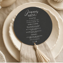 Menu Casamento Formal Moderno com Letra em Carvão e Mar