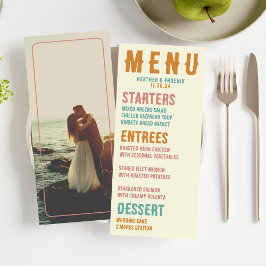Menu Casamento Fotográfico Brilhante com Tipografia Tra