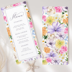 Menu Casamento Fresco de Sangue Floral Amarelo da Lavan