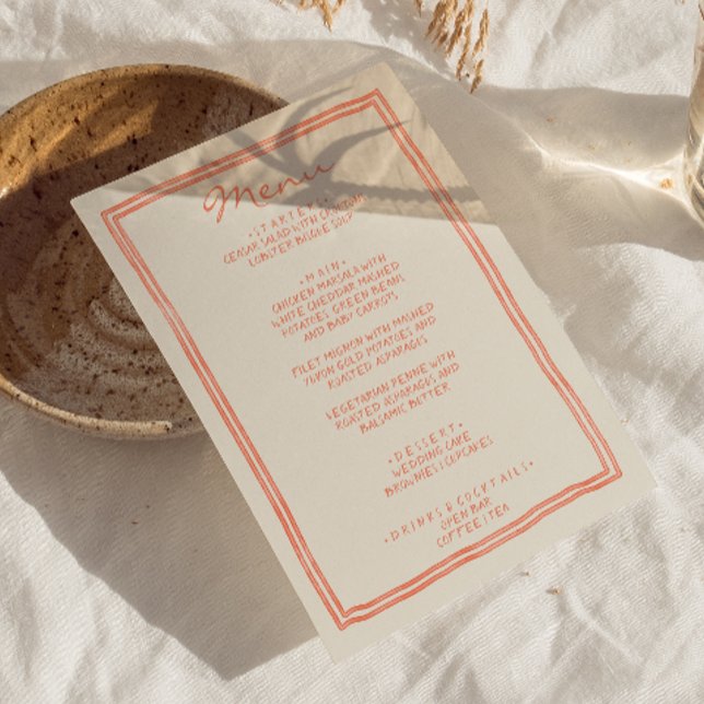 Menu Casamento Funk Único Pintado, Desenhado À Mão (Criador carregado)