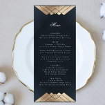 Menu Casamento Gatsby Dourado Geométrico com Azul marin<br><div class="desc">menu fino para corresponder à coleção *se quiser mais opções de papel,  este design pode ser transferido para um programa fino *ou para mais ajuda contacte-me</div>