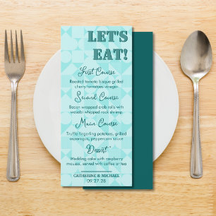 Menu Casamento Geométrico Colorido Moderno Emerald Gree