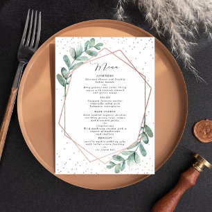 Menu Casamento Geométrico de Folha de Ouro Eucalyptus R
