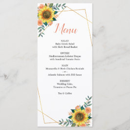 Menu Casamento Geométrico de Peach Coral Rosa