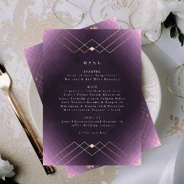 Menu Casamento Geométrico Deco Gatsby, Dourado Diamond 
