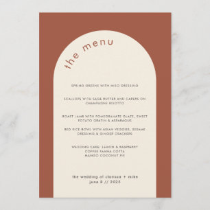 Menu Casamento Geométrico do Arco do Terracotta Beige