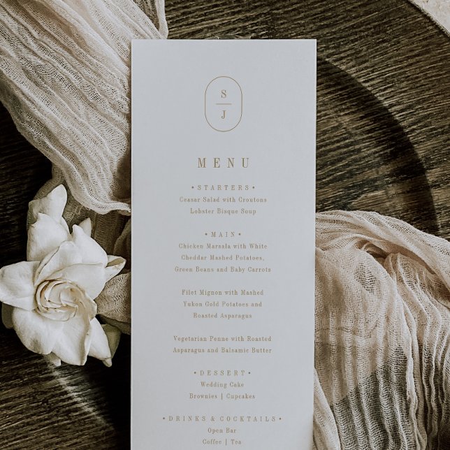 Menu Casamento Geométrico Dourado Branco Formal (SHYLAH Formal Gold White Classic Geometric Wedding Menu)