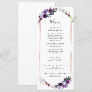 Menu Casamento Geométrico Elegante Geométrico Púrpura B