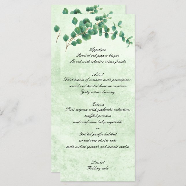 Menu Casamento Geométrico Eucalyptus Deixa (Frente/Verso)