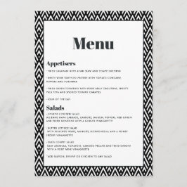 Menu Casamento Geométrico Preto e Branco Moderno