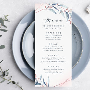 Menu Casamento Geométrico rosa Dourado Dusty Blue Gree