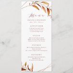 Menu Casamento Geométrico Russo de Queda Moderna<br><div class="desc">A aquarela rustica cai no design de folhagem botânica com folhas falsas de folha de cobre e moldura geométrica,  com roteiro de menu de tendências,  simples e elegante,  excelente para o casamento rústico de outono,  casamento botânico de inverno. Ver todas as peças correspondentes na coleção</div>