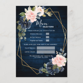 Menu Casamento Geométrico Rustic Wood Marinho Azul Blus