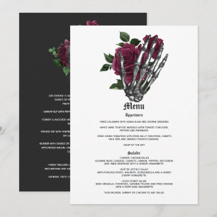 Menu Casamento Gótico de Esqueleto Floral Burgundy