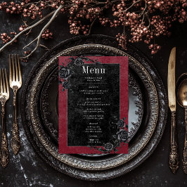 Menu Casamento Gótico de Rosas Negras Raven & Black
