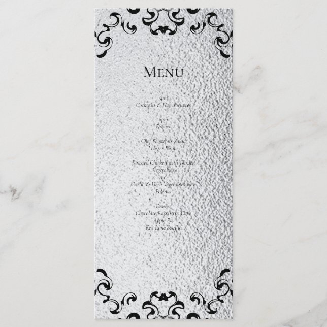 Menu Casamento Gótico Negra Silver (Frente)