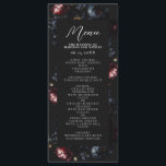 Menu Casamento Gótico Romântico de Peônias Negras Escur<br><div class="desc">Coloque a palco para um evento assombrosamente elegante com estes menus góticos. Estes luxuosos menus de casamento floral apresentam um buquê de peões negros e vermelhos e bagas azuis contra fundo negro. É perfeito para uma celebração dramática e inesquecível. Eles são ideais para amantes do romance escuro e do atrativo...</div>