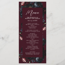 Menu Casamento Gótico Romântico de Peônias Negras Verme