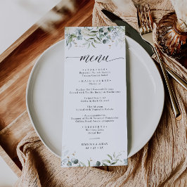 Menu Casamento Greenery Floral Watercolor