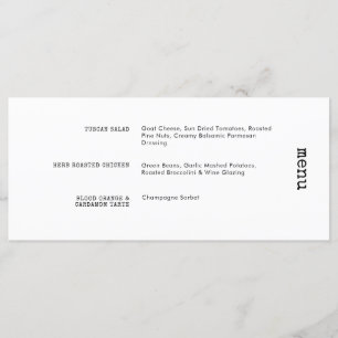 Menu Casamento Horizontal Preto de Máquina de Escrita Ú