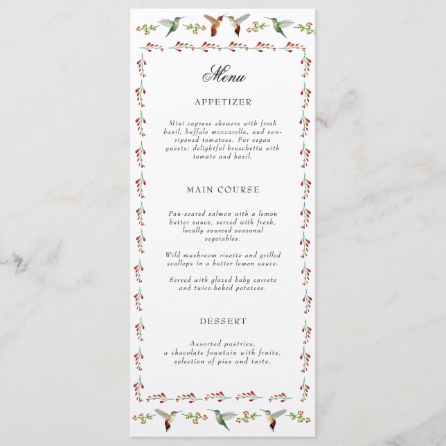 Menu Casamento Hummingbird (Frente)