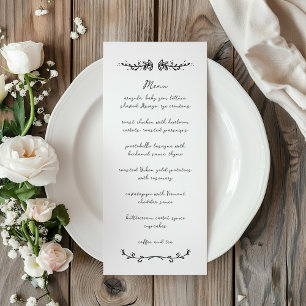 Menu Casamento Ilustrado Branca E Manuscrito
