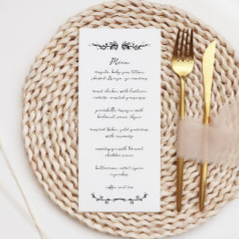 Menu Casamento Ilustrado Branca E Manuscrito