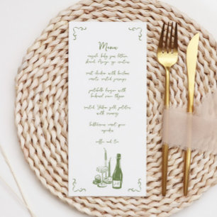 Menu Casamento Ilustrado Branca E Manuscrito
