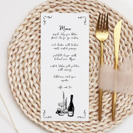 Menu Casamento Ilustrado Branca E Manuscrito