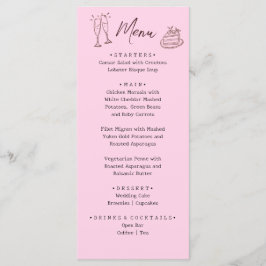 Menu Casamento Ilustrado Cor-de-Rosa Caprichoso