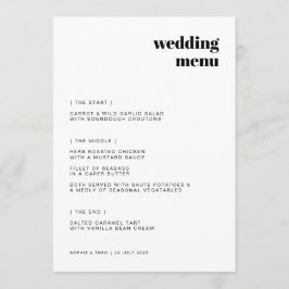 Menu Casamento Informal Minimalista | Moderno Retro Cas