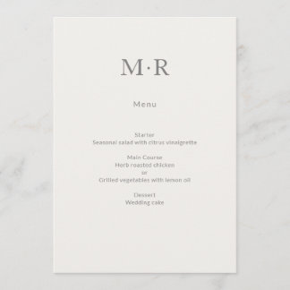 Menu Casamento Íntimo Minimalista Moderno
