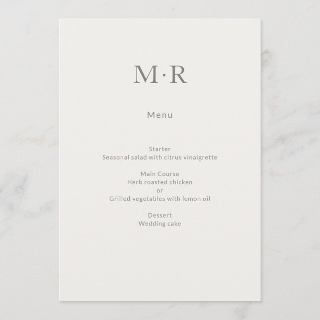 Menu Casamento Íntimo Minimalista Moderno (Frente)