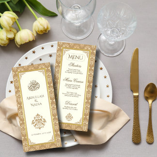 Menu Casamento Islâmico Muçulmano de Ivory Dourado Dama