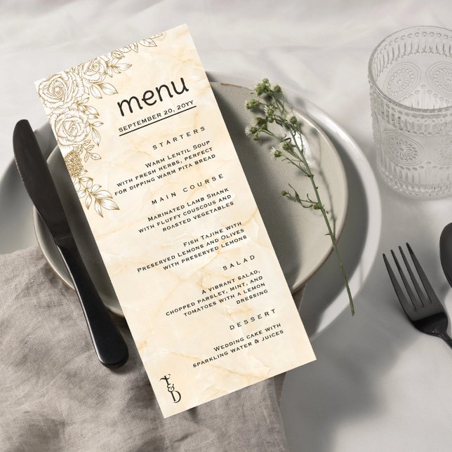 Menu Casamento Islâmico Muçulmano de Salto Floral Lace  (Criador carregado)