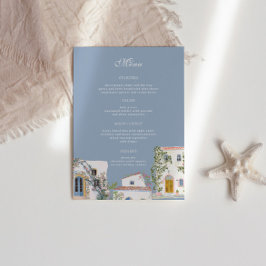 Menu Casamento Italiano Mediterrâneo Aquarela Pastel