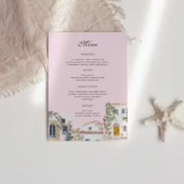 Menu Casamento Italiano Mediterrâneo com Aquarela Paste