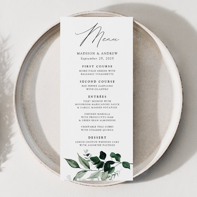 Menu Casamento Jantar com Abundante Verdor (Criador carregado)