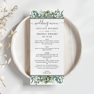 Menu Casamento Jantar com Verde Folhagem de Eucalipto E