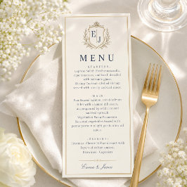 Menu Casamento Jantar Dinheiro Antigo Monograma Elegant
