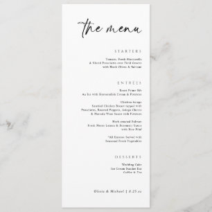 Menu Casamento Jantar Escrita Moderna e Elegante
