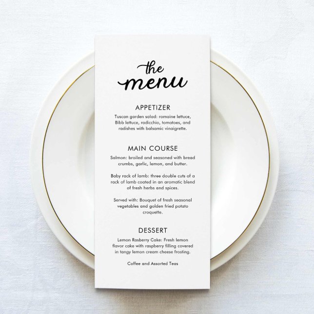 Menu Casamento Jante Elegante Simples (Elegant Minimalist Wedding Menu Card)