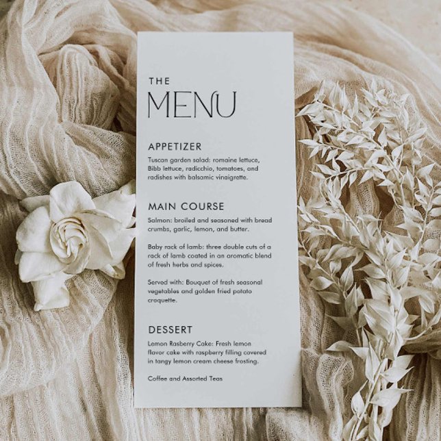 Menu Casamento Jante mínimo simples (Minimal Wedding Menu Card)