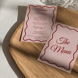 Menu Casamento Jante Vermelho Cor-de-rosa Moderno Funky