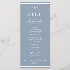 Menu Casamento Janto Monograma Mínimo Elegante Azul Dus