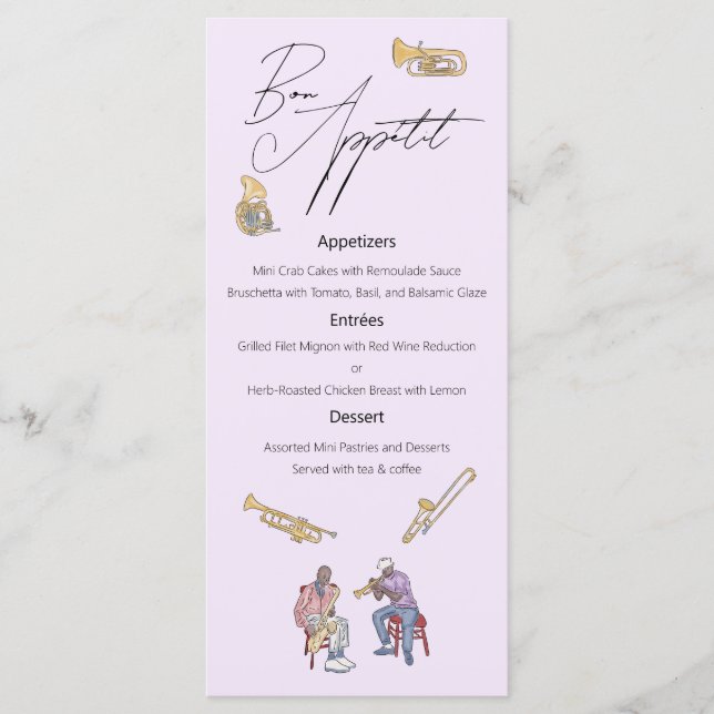 Menu Casamento Jazz Watercolor (Frente)