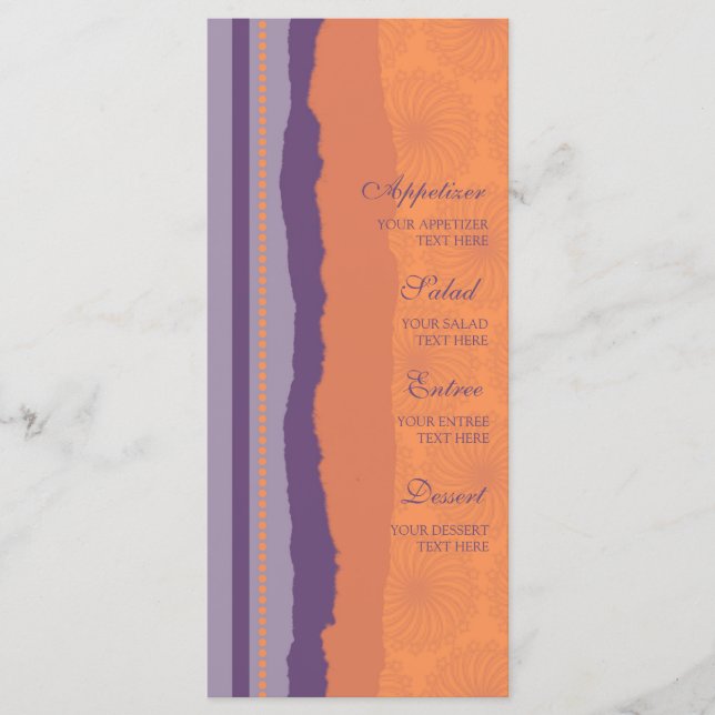 Menu Casamento - Laranja e roxas (Frente)
