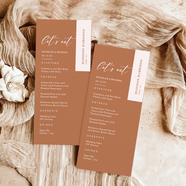Menu Casamento Laranja Queimado de Fall Boho (Criador carregado)